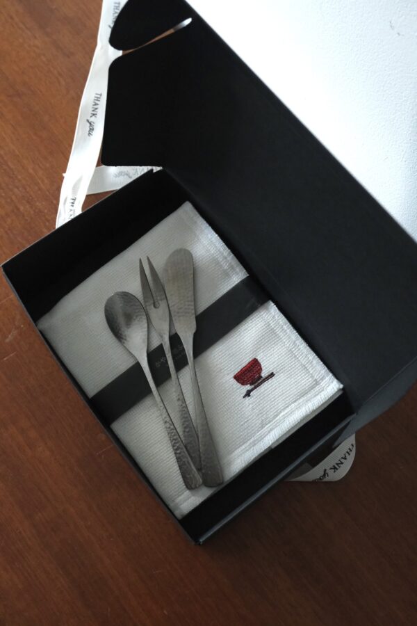 Lacquer Bowl Embroidery Cloth with/without NAGORI Cutlery set (3-Pieces)